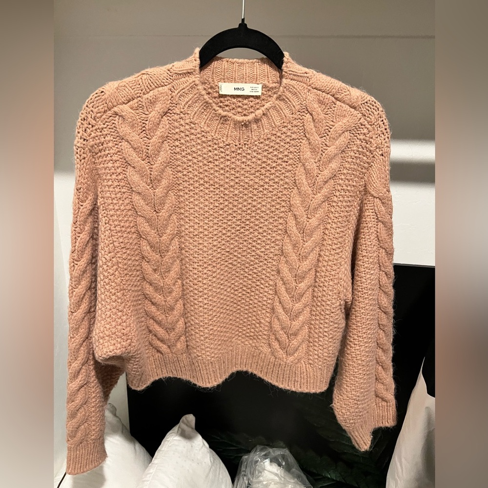 Mango Blush Cable Knit Sweater